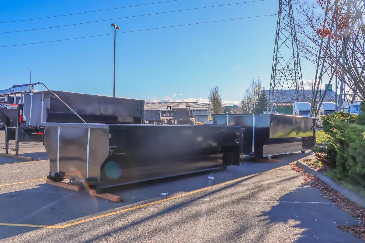 Roll-off dumpster ready for waste disposal at job site for Construction Dumpster Rental in Hilliard